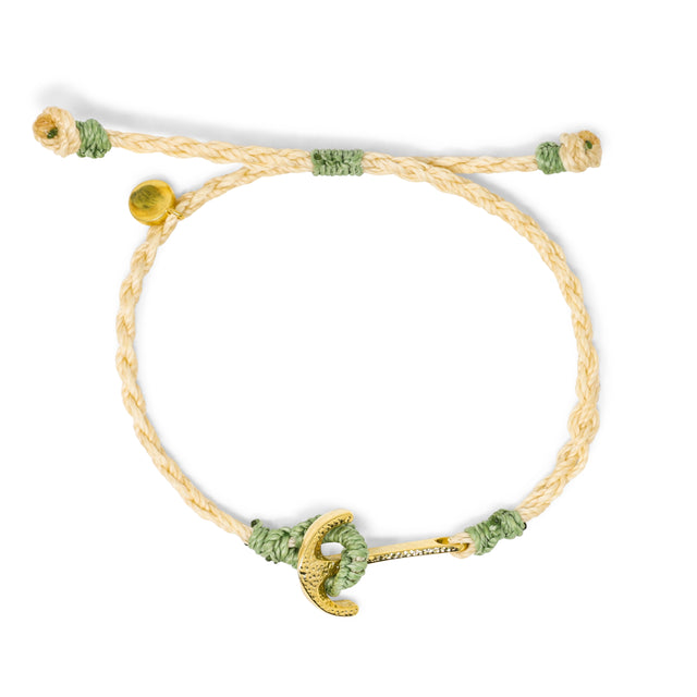 Cream w/ Olive & Gold Men's Anchor Bracelet