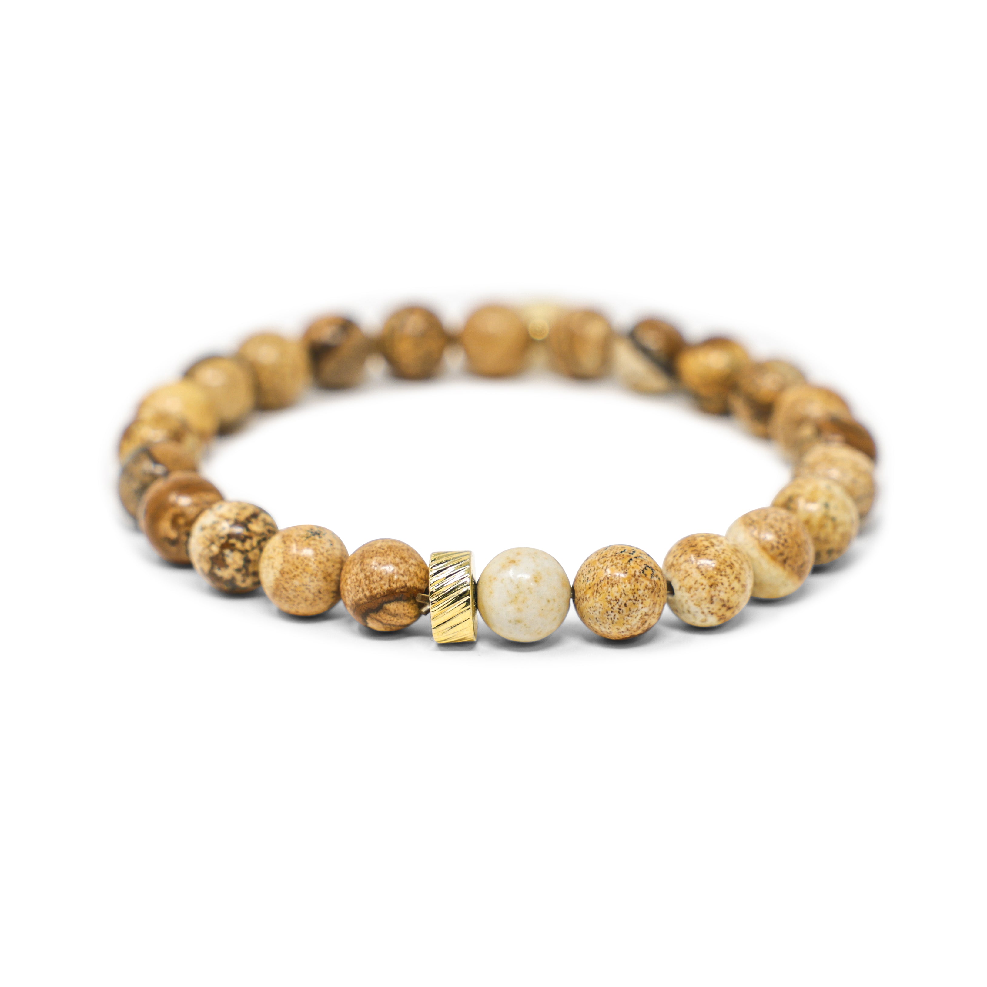 Picture Jasper & Gold Men's Stretch Bracelet – Nica Life