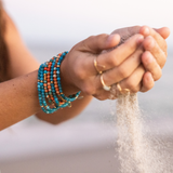 Jade Stretch Bracelet - Coral & Aqua