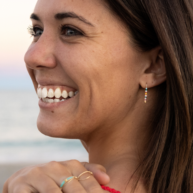 Simple Seed Bead Bar Earrings Carnival & Gold