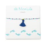 Teal & Navy with Teal Tassel Anklet