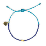 Navy w/ Gold 3 Bead Adjustable Bracelet