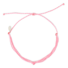 Bright pink string knot anklet top view
