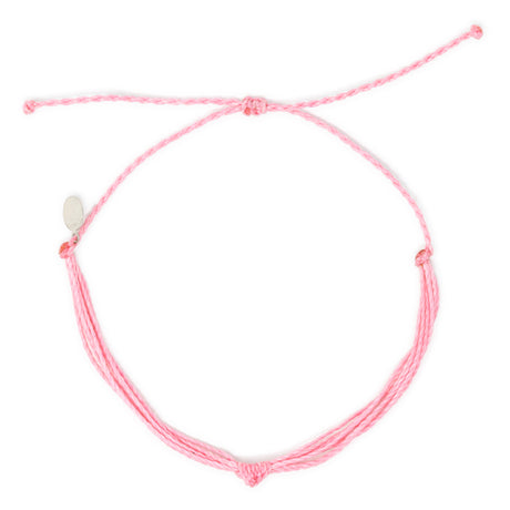 Bright pink string knot anklet top view