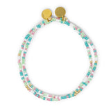 Pink & Teal Stretch Bracelet w/ Gold