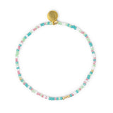 Pink & Teal Stretch Bracelet w/ Gold