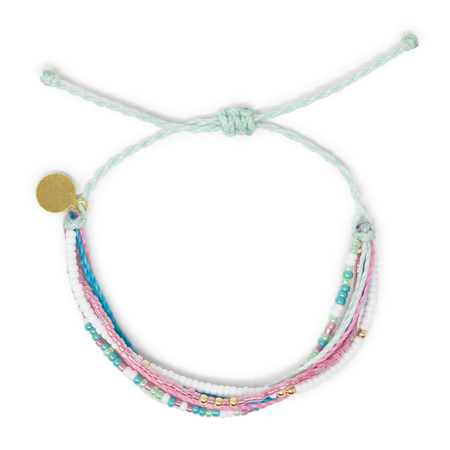 Pink & Teal Multistrand Bracelet on white