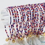 Red White & Blue Americana Stretch Bracelet w/ Gold