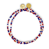 Red White & Blue Americana Stretch Bracelet w/ Gold