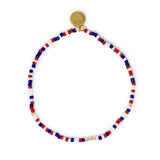 Red White & Blue Americana Stretch Bracelet w/ Gold