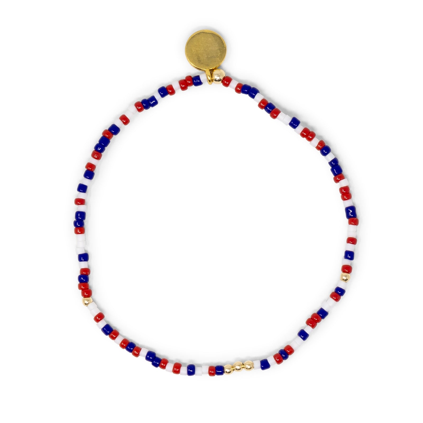 Red White & Blue Americana Stretch Bracelet w/ Gold