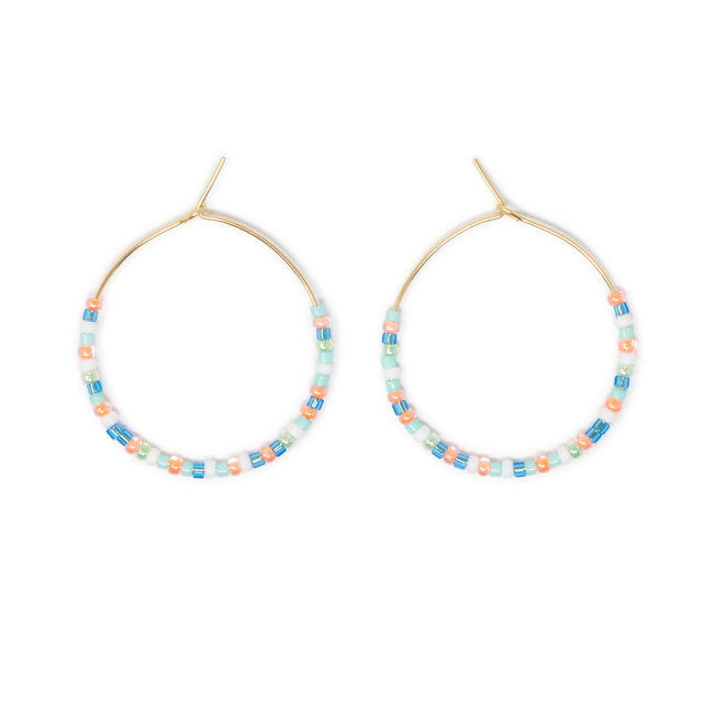 Seed Bead Hoop Earrings Miami & Gold