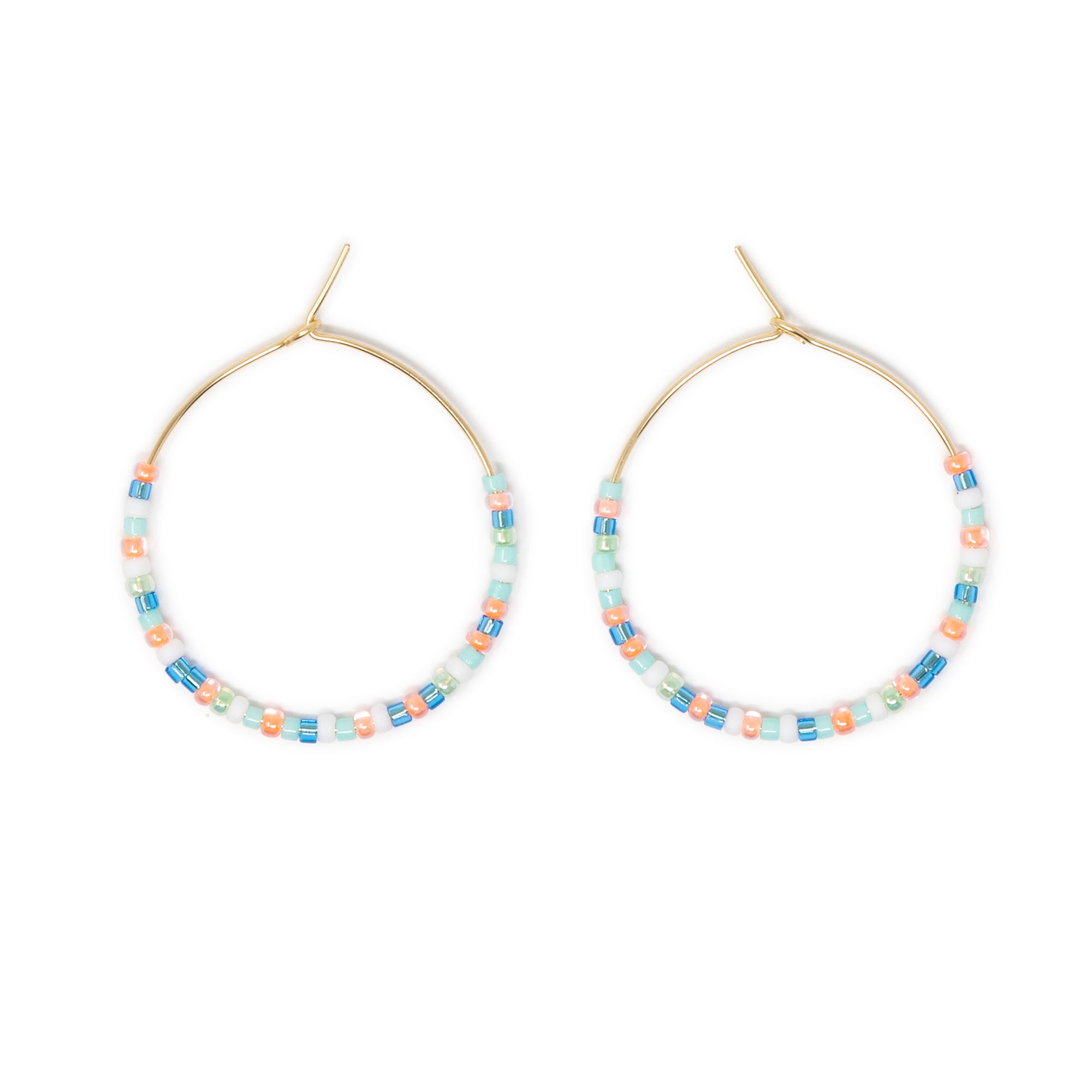 Seed Bead Hoop Earrings Miami & Gold