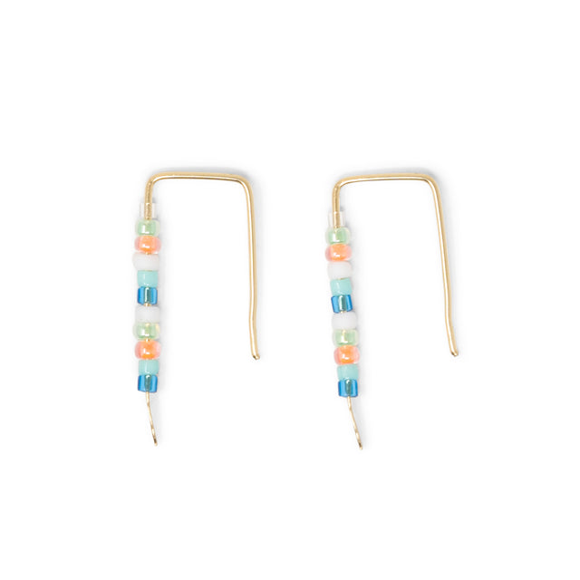 Simple Seed Bead Bar Earring Miami & Gold