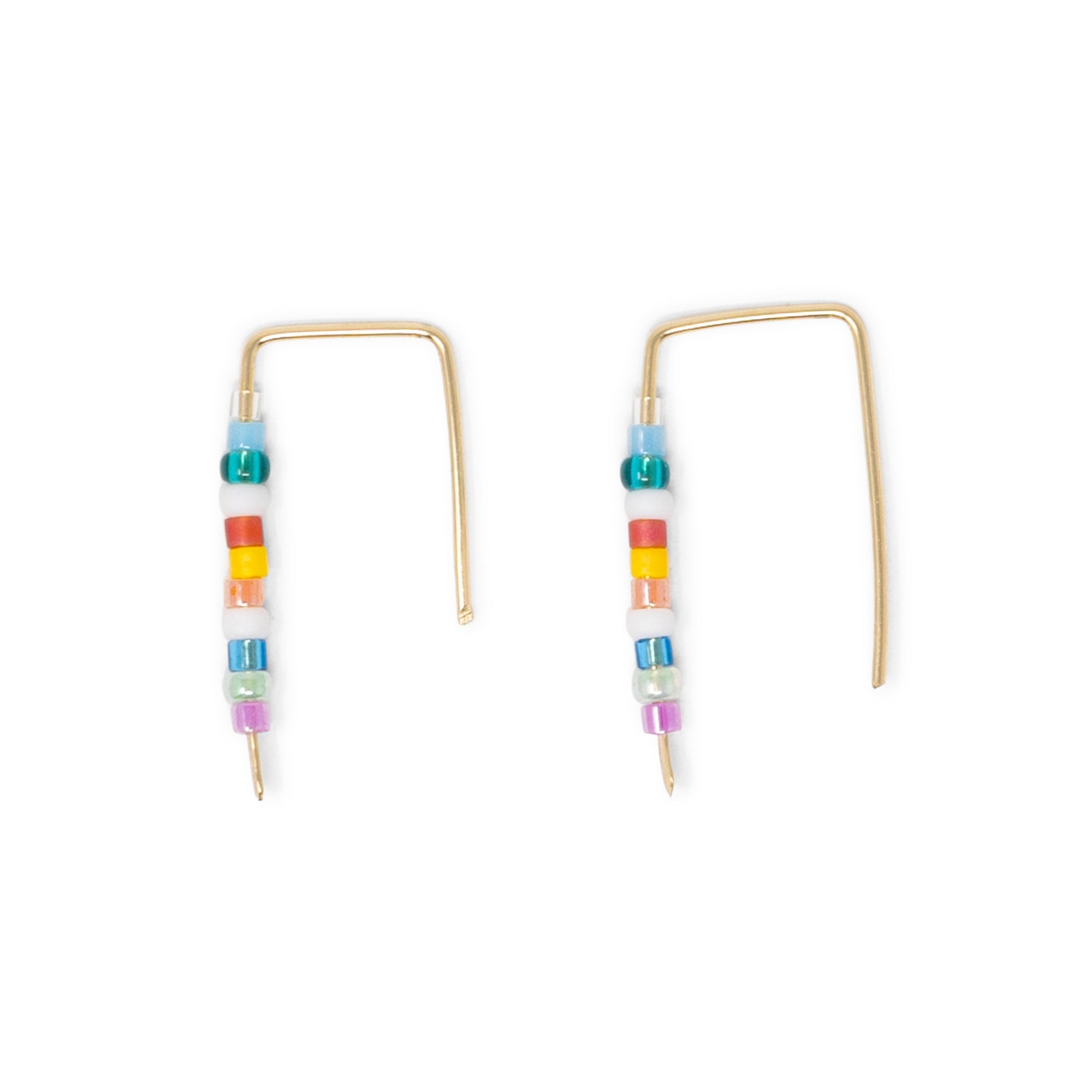 Simple Seed Bead Bar Earrings Carnival & Gold