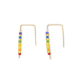 Simple Seed Bead Bar Earrings Rainbow & Gold