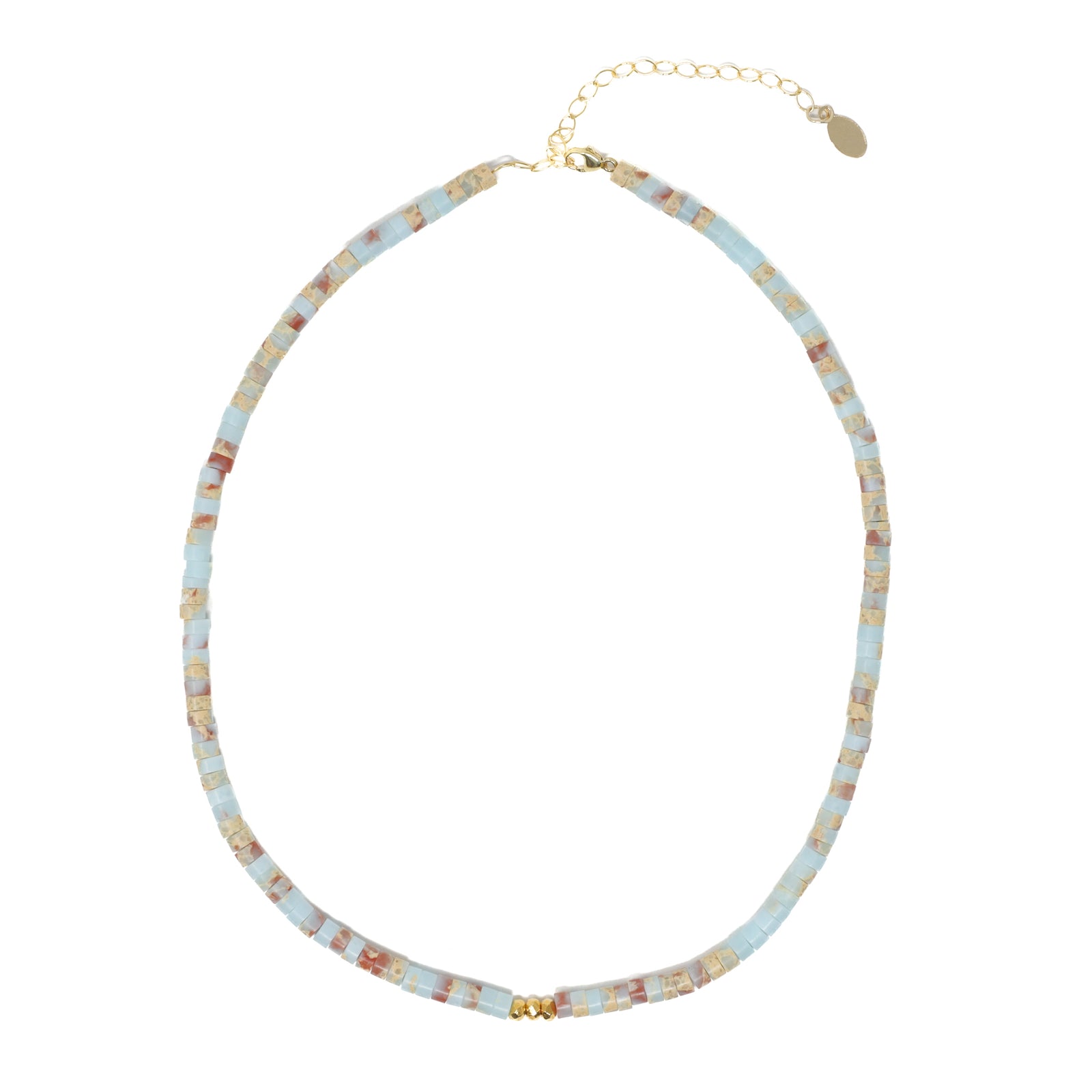 Jasper Speckled Choker on White with Vermail Beads