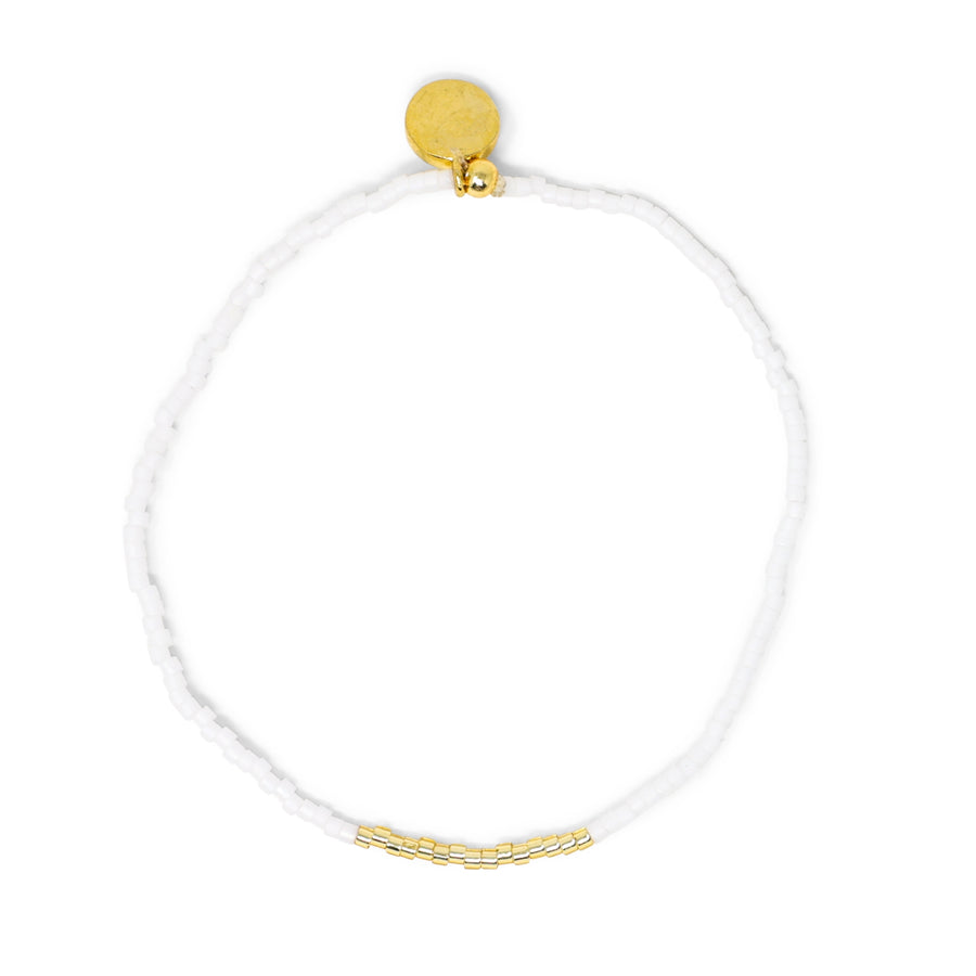 Simple Stretch Bracelet in White & Gold