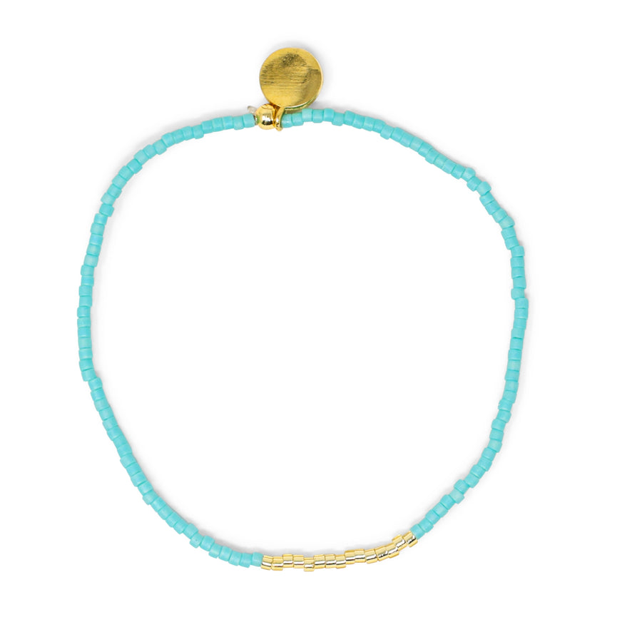 Simple Stretch Bracelet in Teal & Gold