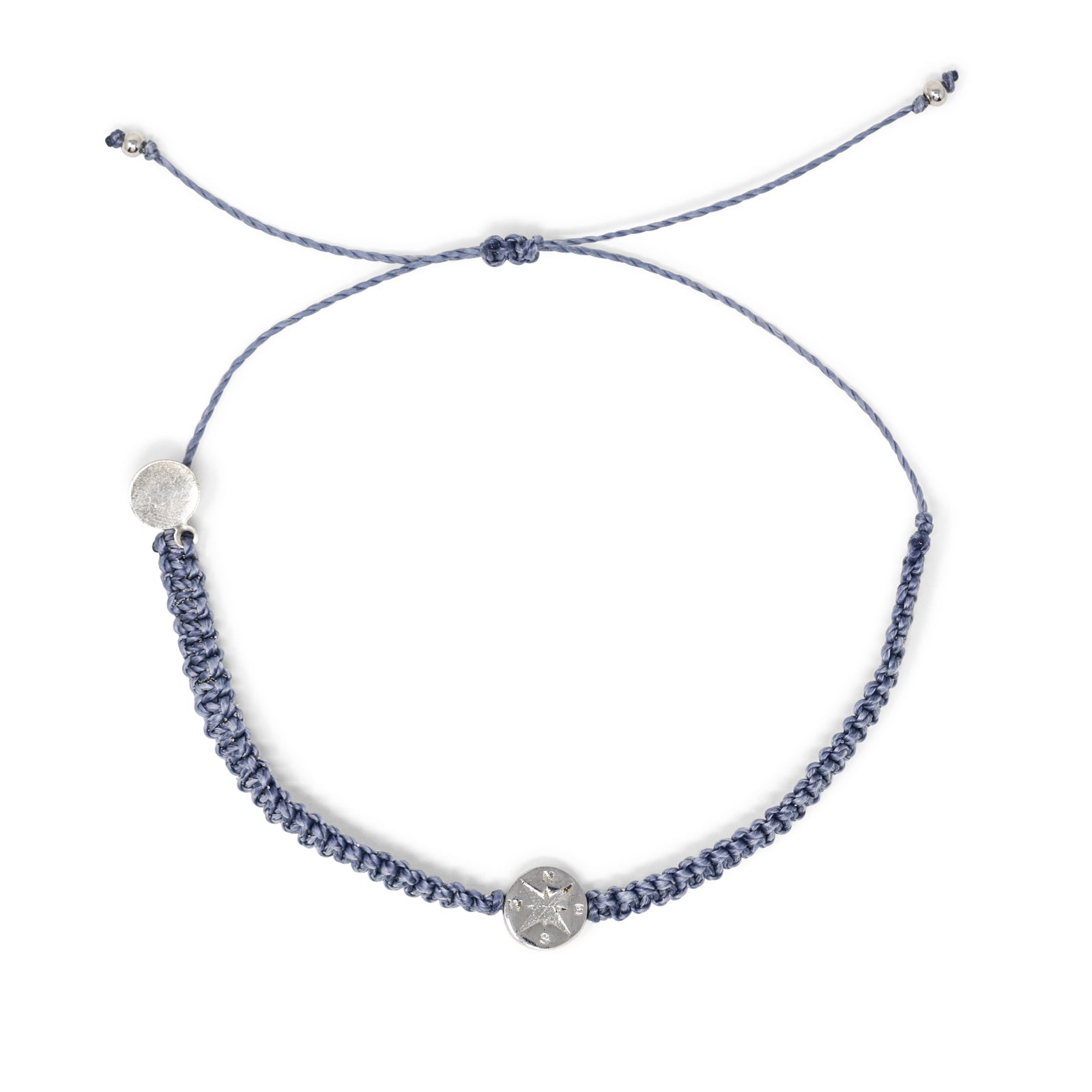 Compass Anklet Blue Grey on White
