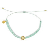 Cucumber Macrame & Gold Compass Charm Anklet