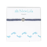 Denim Macrame & Silver Compass Charm Anklet