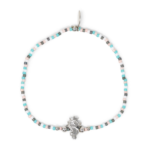 Desert Sunset & Silver Seahorse Charm Stretch Bracelet