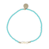 Teal Pearla & Silver Stretch Bracelet
