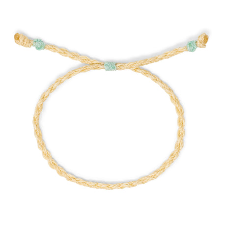 Men's Rope Braid Bracelet- Cream w/ Aqua Details