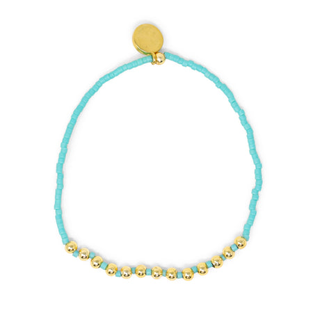 Pacifica Teal & Gold Alternating Stretch Bracelet