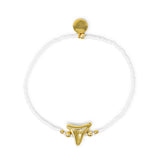 White & Gold Shark Tooth Charm Stretch Bracelet