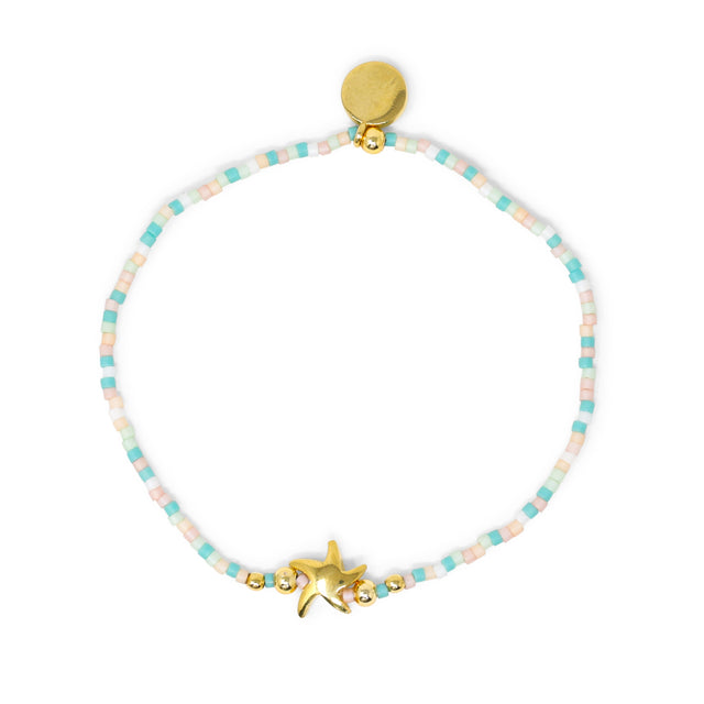 Playa & Gold Starfish Charm Stretch Bracelet