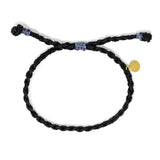 Men's Rope Braid Bracelet- Black w/ Denim Details