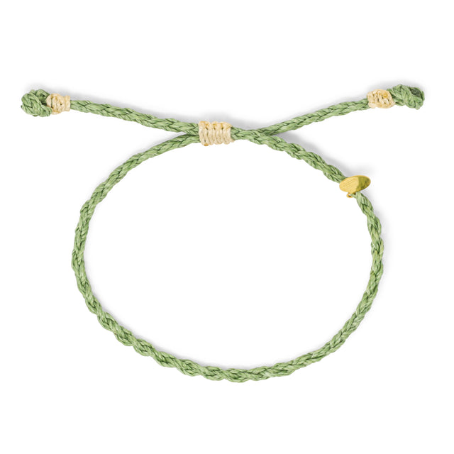 Men's Rope Braid Bracelet- Olive w/ Cream Details