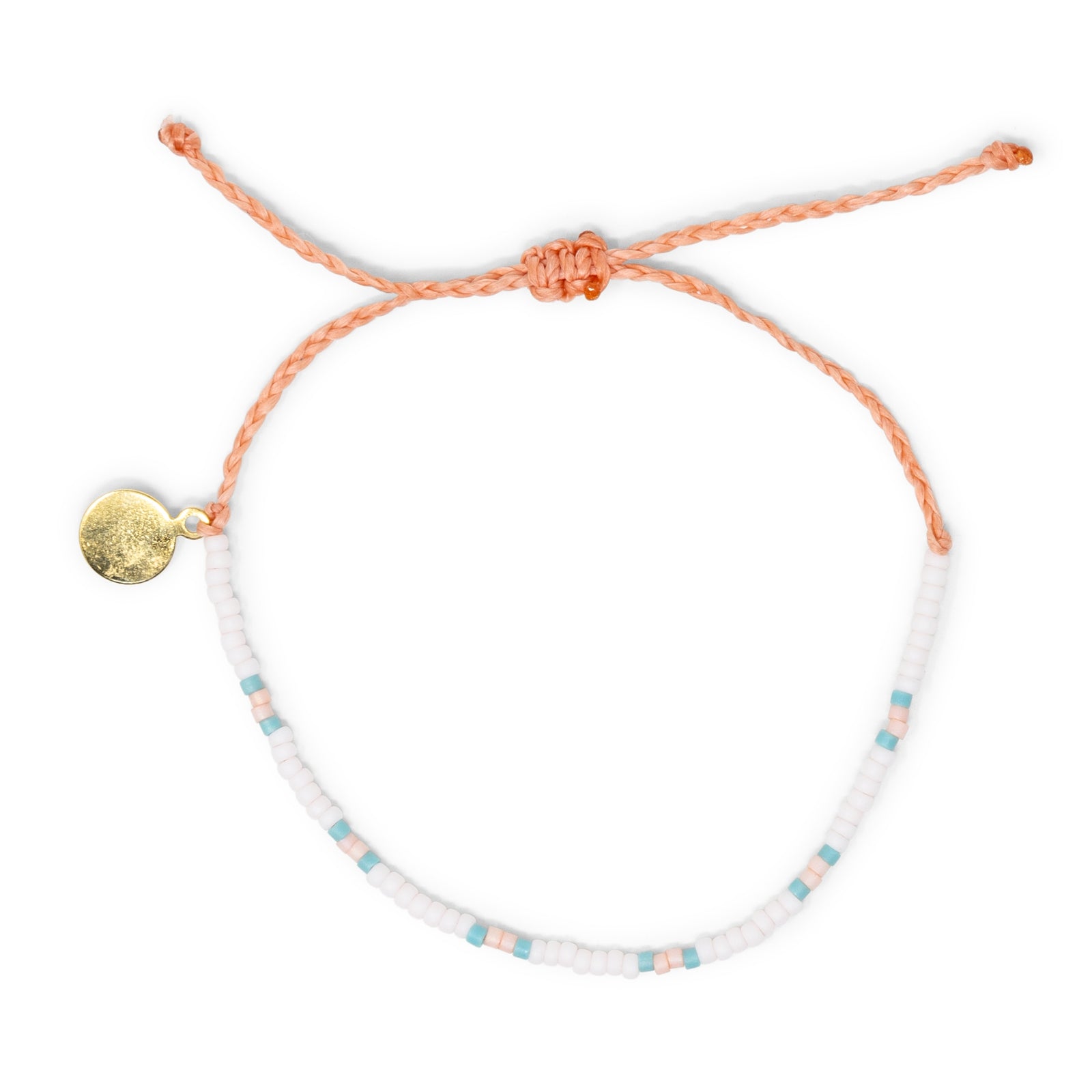 Teal & Coral Two Tone Dot Bead Adjustable Bracelet