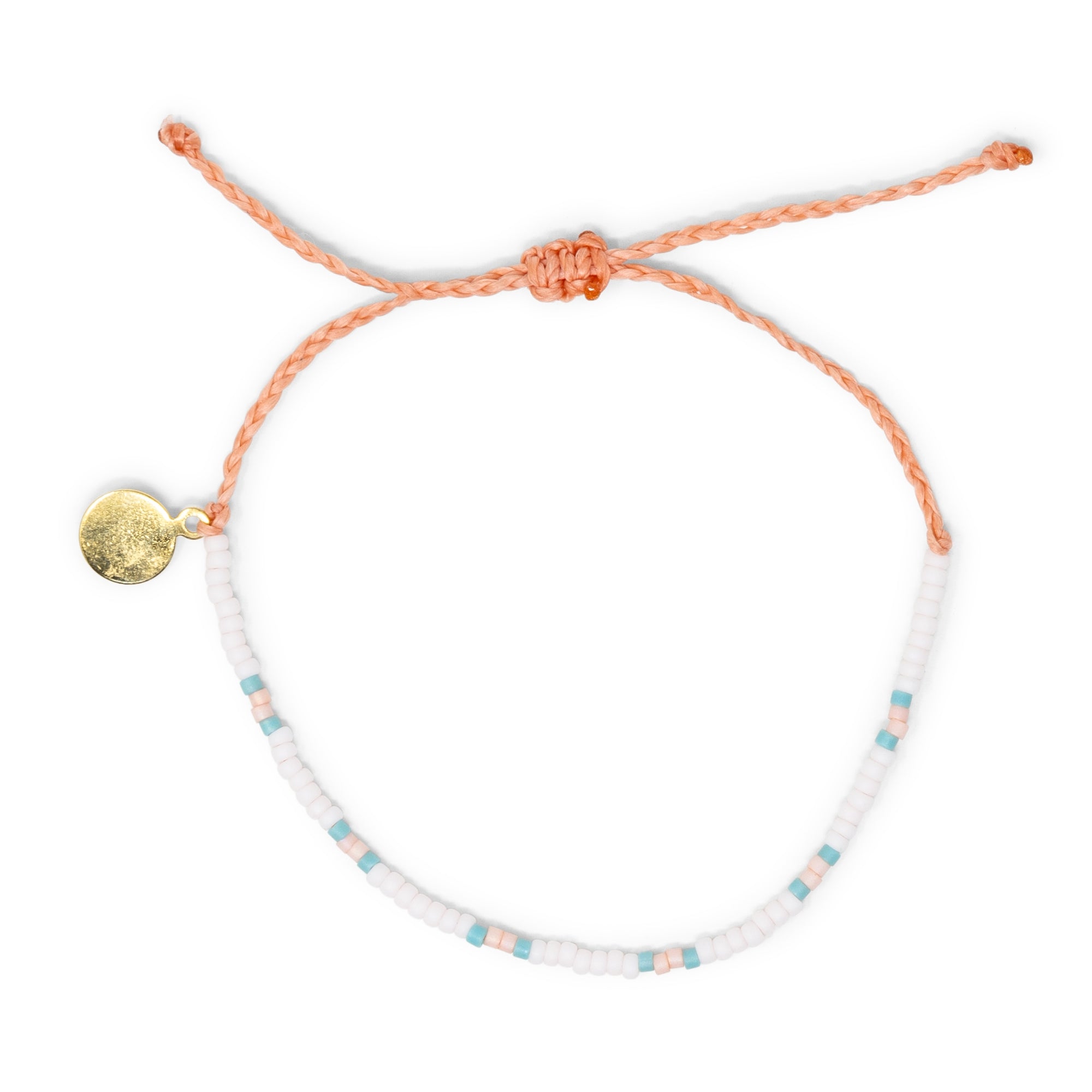 Teal & Coral Two Tone Dot Bead Adjustable Bracelet