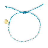 Teal & Coral Random Seed Bead Adustable Bracelet