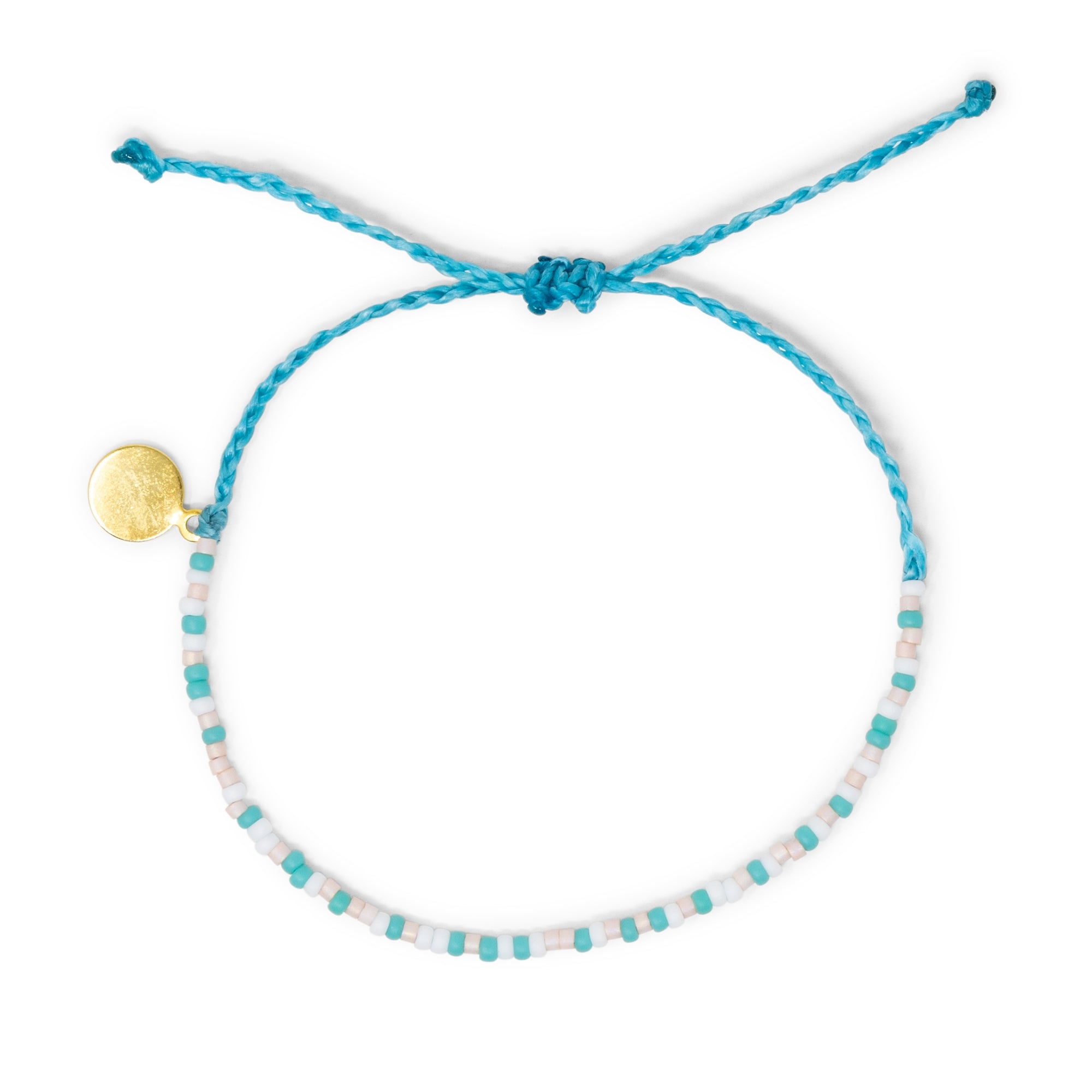 Teal & Coral Random Seed Bead Adustable Bracelet