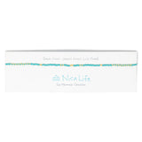 Teal & gold waterproof beaded choker on Nica Life branded card