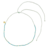 Top view of Teal & Gold Waterproof beaded surfer choker
