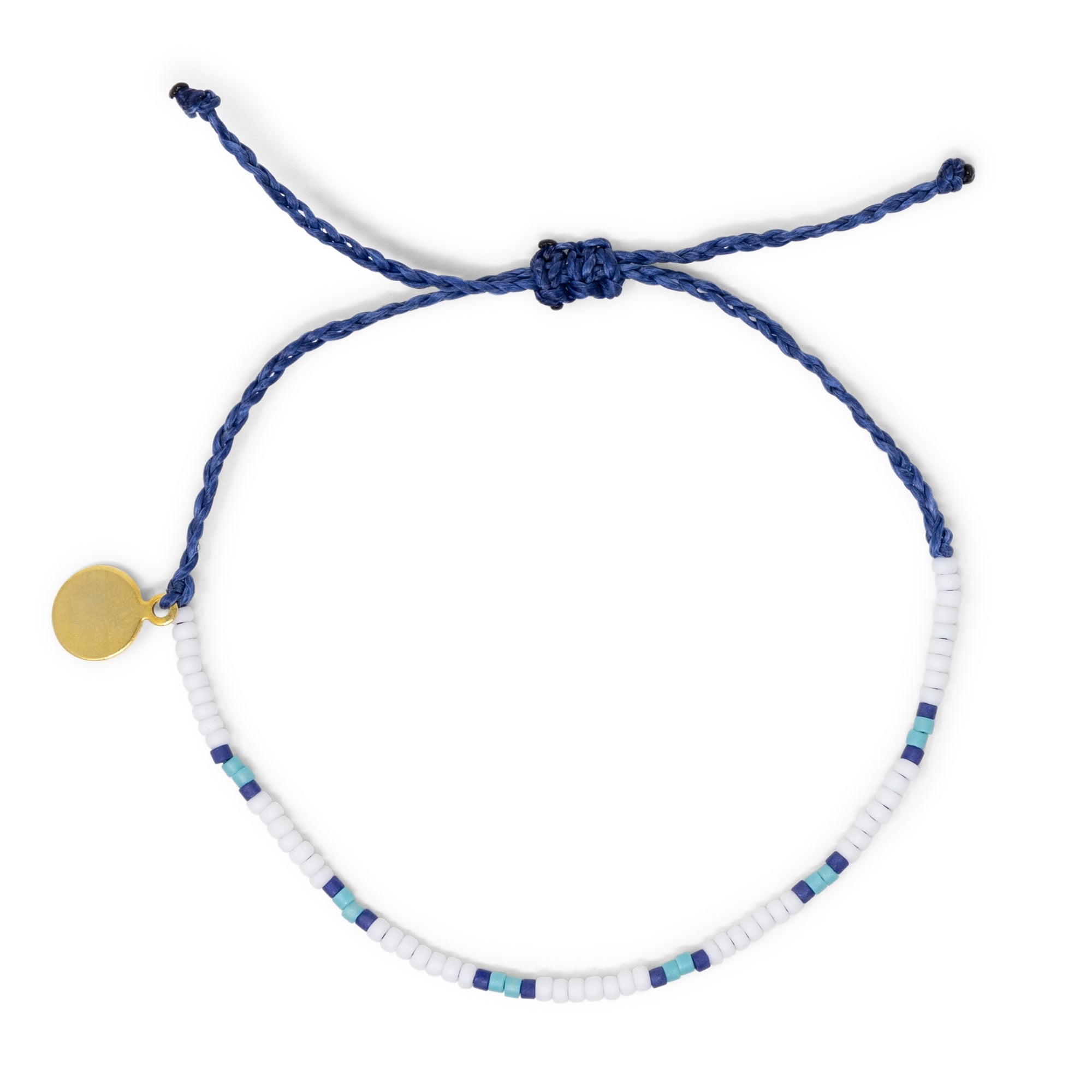 Teal & Navy Two Tone Dot Bead Adjustable Bracelet