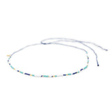 Beaded navy teal gold waterproof choker necklace for surfers on white