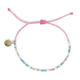 Teal & Pink Pearly Seed Bead Adjustabl Bracelet