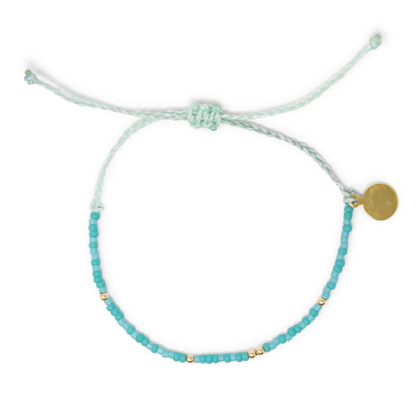 Teal w/ Gold Beads Adustable Bracelet