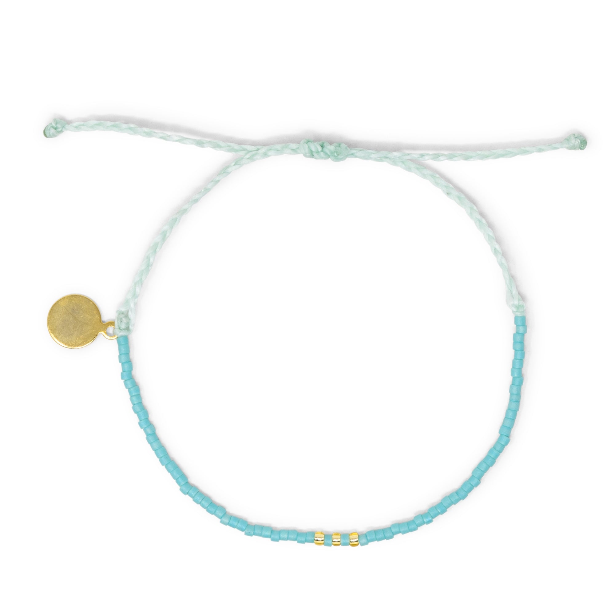 Teal w/ Gold Seed Bead Adjustable Bracelet