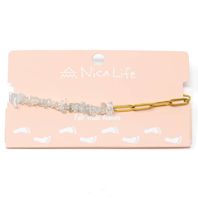 Meet me Halfway Anklet in Aquamarine & Gold Chain