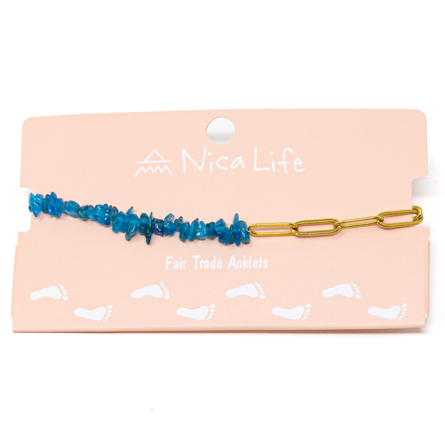 Meet me Halfway Anklet in Apatite & Gold Chain