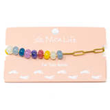 Meet me Halfway Anklet in Rainbow Pony Bead & Gold Chain
