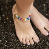 Meet me Halfway Anklet in Rainbow Pony Bead & Gold Chain