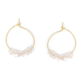 Gold & Rose Quartz Hoop Earring